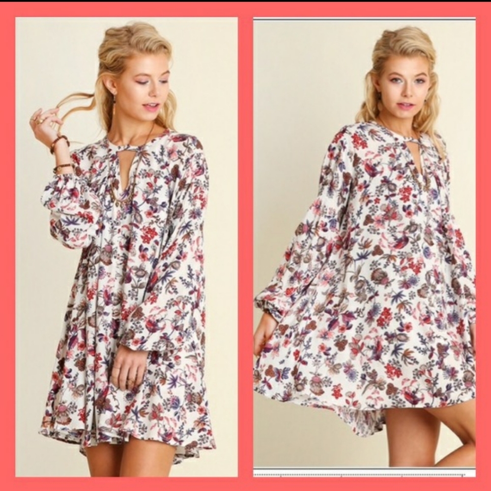 Ivory Floral Trapeze Dress